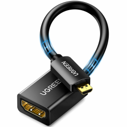 UGREEN 4K 60Hz Micro HDMI auf HDMI Adapter 3D 1080P Typ D auf A Adapterkabel kompatibel mit Raspberry Pi 5/4, Alpha 7R Kamera usw. Schwarz(20cm) 20.0 Zentimeter Angebot bei HelloDeals