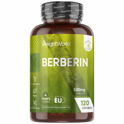 Berberin Kapseln - 4 Monate Vorrat - 120 vegane Berberin 500 mg Kapseln - Berberin 85% (Quelle: Berberis aristata) - 1 Kapsel pro Tag - Frei von Magnesiumstearat - Von WeightWorld Angebot bei HelloDeals