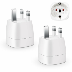 2 Pack Reiseadapter UK Adapter England Deutschland Stecker, Travel Adapter UK, Reisestecker Typ G Steckdose, Steckdosenadapter England für EU zu England/Schottland/Irland/Dubai/Maldives EU to UK,Weiß Angebot bei HelloDeals