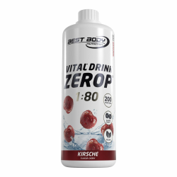 Best Body Nutrition ZEROP Vital Zuckerfreies Getränkekonzentrat Sirup Kirsche Ohne Aspartam 1 L ergibt 80 L Getränk Fitness Drink mit Vitaminen B1 B6 Niacin Kalorienarm Wassersprudler Kirsche 1 l (1er Pack) Angebot bei HelloDeals