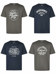 JACK & JONES Tshirt Herren Regular Fit JJLINO 4er Pack Set Pack Rundhals Kurzarm Sommer Tee Shirt Print Schwarz Weiß Grün Rot Blau Grau S M L XL XXL 3XL XXL Pack 6 Angebot bei HelloDeals