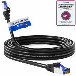 HB-DIGITAL 5m CAT 6a Outdoor LAN Kabel Netzwerkkabel Patchkabel IP66 - GHMT Zertifiziert - RJ45 Ethernet S/FTP PiMF 10 Gbit/s AWG 27/7 für Außen- & Innenbereich wasserdicht - Schwarz Angebot bei HelloDeals