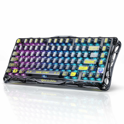 GravaStar Mercury K1 Lite 75% Gaming Tastatur, Gasket Hot Swap Gaming Tastatur Kabellos mit RGB Hintergrundbeleuchtung, BT5.0/2.4G/USB-C, Mechanische Tastatur für Win/Mac, QWERTY Transparentes Schwarz QWERTY-US Layout Angebot bei HelloDeals