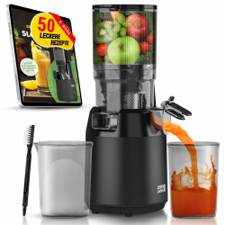 LEBENLANG Entsafter Slow Juicer - Inkl. Rezeptbuch & Große 130mm Öffnung I Perfekt für Obst ganze Früchte und Gemüse 100% BPA-Frei I Best Juicer Machine Saftpresse elektrisch Masticating Green Press Schwarz Angebot bei HelloDeals