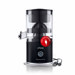 Ufesa Squeeze & Go, Zitruspresse Elektrisch mit USB-C wiederaufladbar, Tragbares, Orangenpresse, Zitronenpresse, Limettenpresse, 1500mAh Akku, 220 ml, BPA-frei, Schwarz Kabellos Schwarz Angebot bei HelloDeals