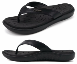 jiajiale Flip Flops Damen Mode Orthopädische Leder Stoff Leicht Zehentrenner Frauen Bequeme Yoga Fußbett Badelatschen Sommer Strand Rutschfest Feste Gummi Sohle 40 EU Schwarz Angebot bei HelloDeals
