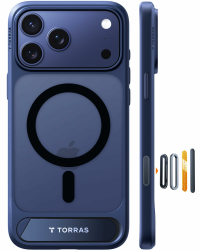 TORRAS Ostand L1 für iPhone 17 Pro Hülle für MagSafe mit kapazitiven Tasten für mit unsichtbarem Ständer Militärschutz Magnetkraft Zertifiziert Handyhülle für iPhone 17 Pro Case Stoßfest Matt blau Blau iPhone 17 Pro Angebot bei HelloDeals