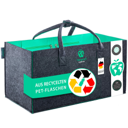 freegreen® GERMANY Einkaufstasche aus recycelten PET-Flaschen, 100% nachhaltig & umweltbewusst, Unzählige Anwendung als Einkaufskorb, Filztasche, Kaminholzkorb, Filzkorb, Nachhaltige Produkte Dunkelgrau/Grün 50x25x25cm Angebot bei HelloDeals